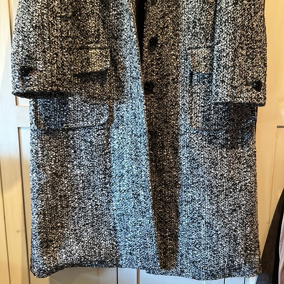 NWT TORY BURCH oversized tweed coat in black ivory size 10 ($1298) - Picture 8 of 13